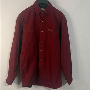 Carhartt Men S96DKR Burgundy Red Canvas Flannel Lined Shirt Jacket Size S